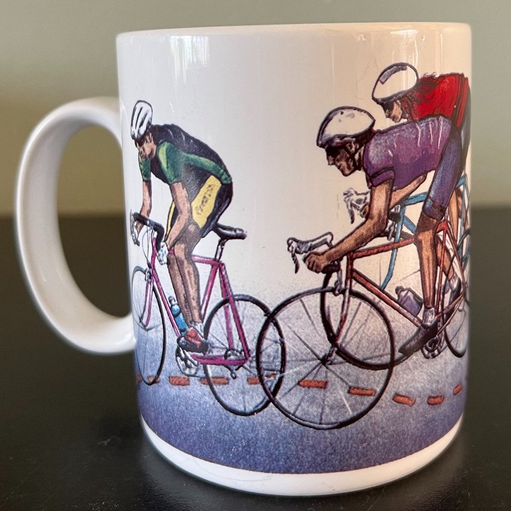 Vintage Otagiri Ceramic Coffee Mug Advantage Collection Bicycle Cyclist Art Cup
